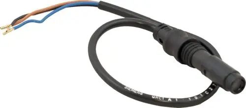 Flammenüberwachungssensor mit einem Anschlusskabel, bestehend aus drei Drähten, leicht gebogen und mit einem Stecker, geeignet für Anwendungen bei Wolf-Geräten.